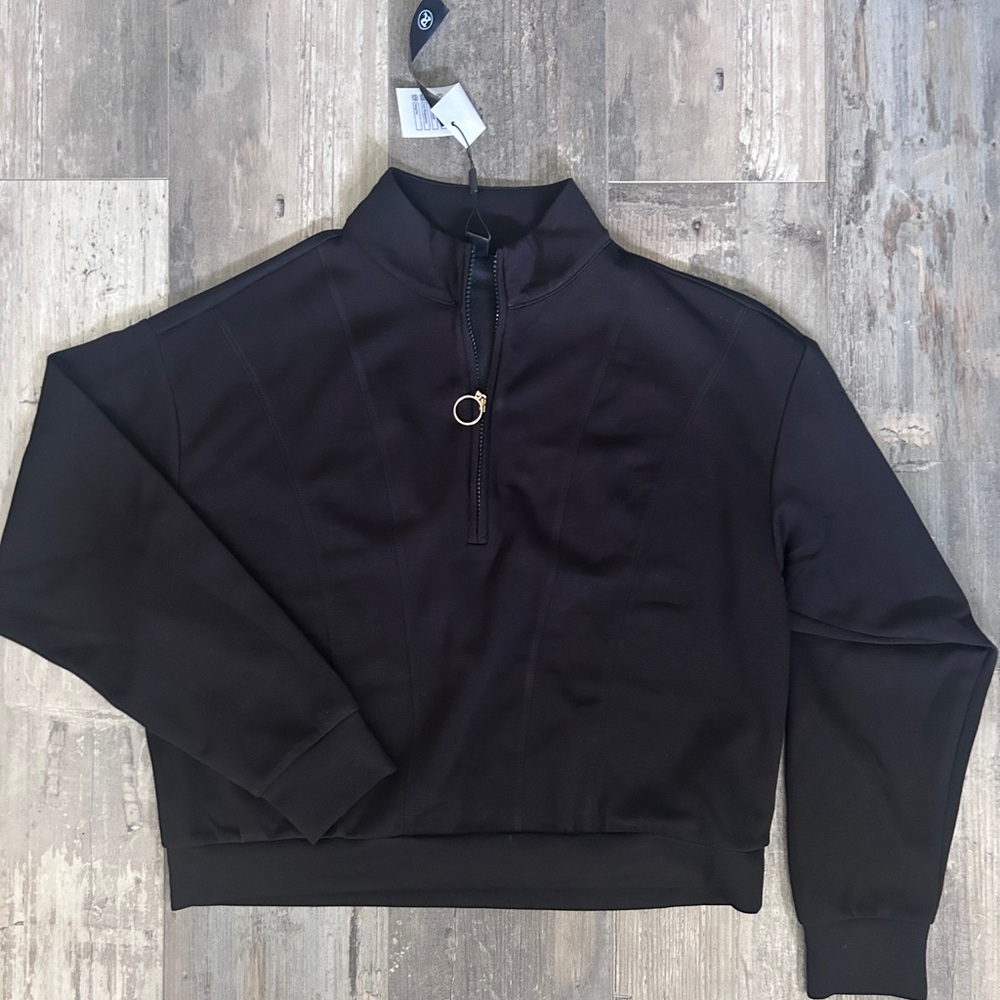 Elegant Black Zip-Up Women's Sweater